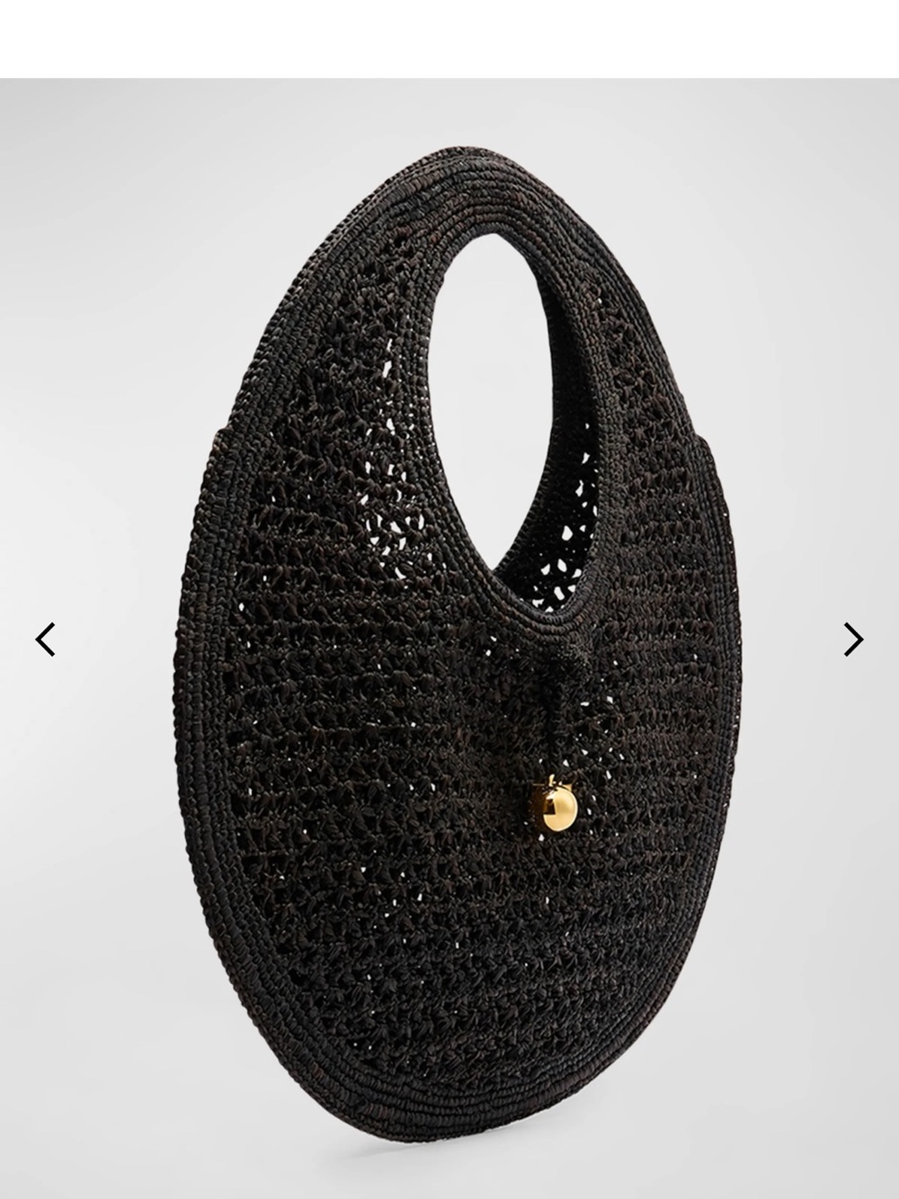 Jacquemus Black Woven Round Tote with Gold Charms - Picture 8 of 11